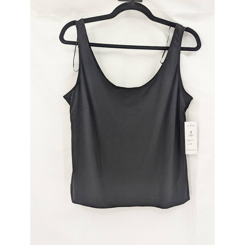 Alex Evenings Top Women's Black M Sleeveless Scoop Neck Stretch Cami